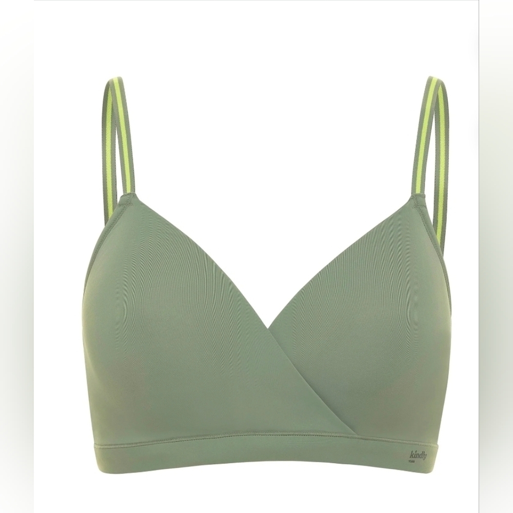Kindly NEW Sage Green Wirefree Recycled Nylon Comfort Stretch Plus Size Bra XXL
